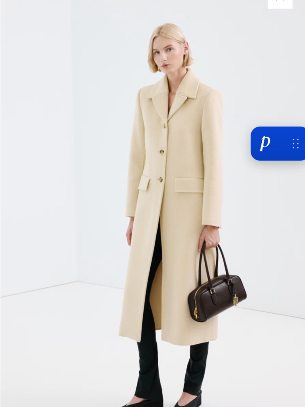 Mango Cream Single-Breasted Wool-Blend Trench Coat